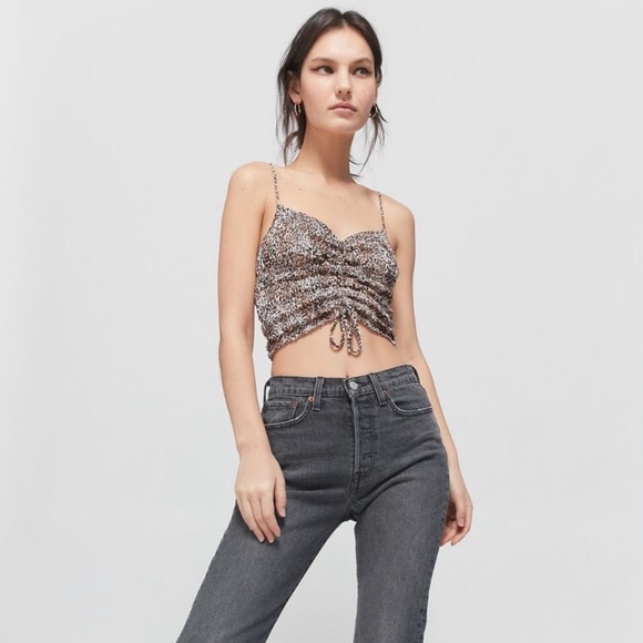 NWT Urban Outfitters leopard cropped bra top tank - Picture 1 of 8